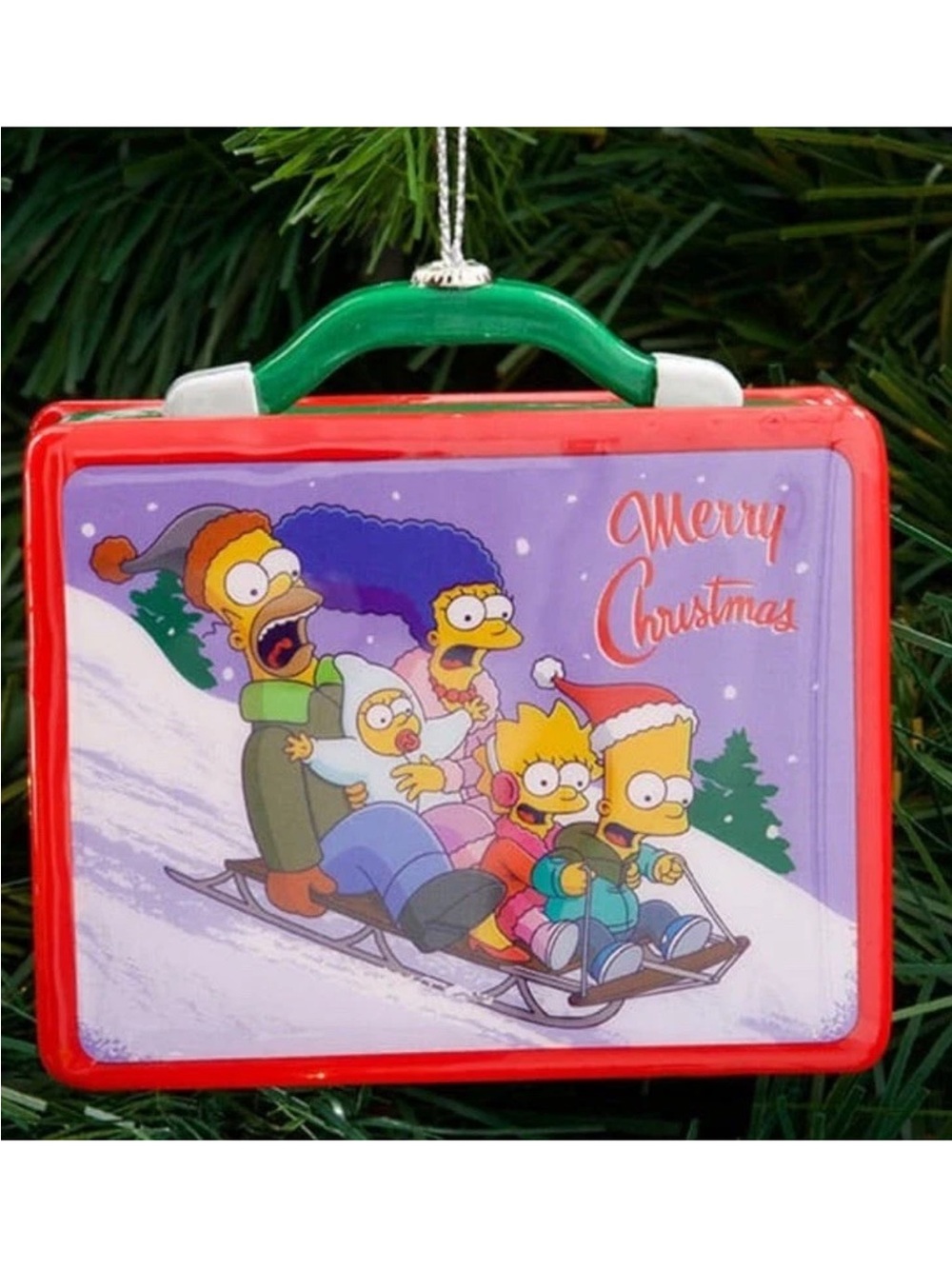 Simpson Family Red and Green Holiday Ornament Tin